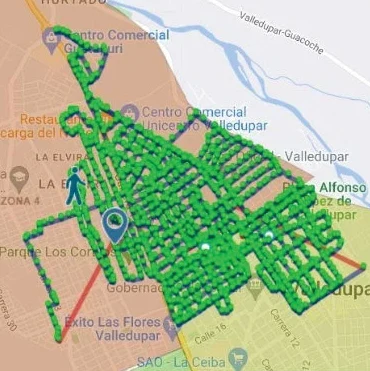 Ruta de visitas del censo en el terreno
